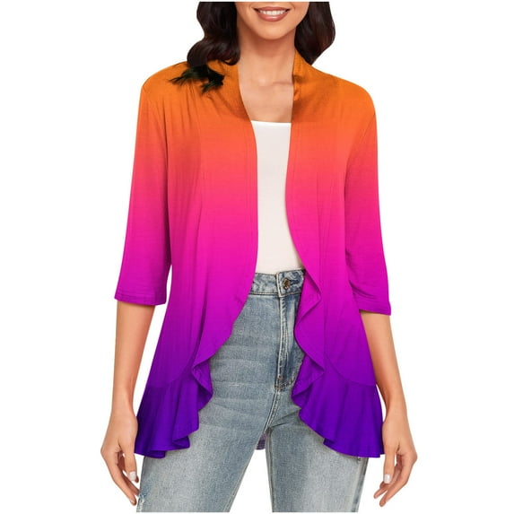 JINMGG Womens Coats , Winter Coats for Women Women's 3/4 Sleeve Fashion Casual Comfortable Printing Cardigan Blouse