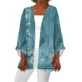 thumbnail image 1 of JINMGG Womens Coats , Winter Coats for Women Women's Casual 3/4 Sleeve Print Loose Shirt Tops Cardigan, 1 of 5