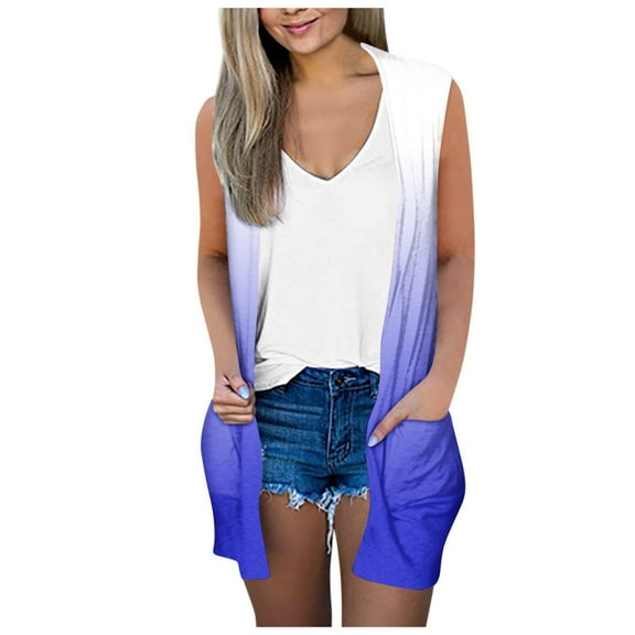 JINMGG Womens Coats , Winter Coats for Women Women's Casual Sleeveless Printed Loose Pockets Tops Cardigan