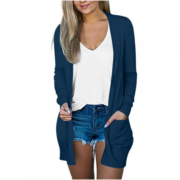 JINMGG Womens Coats , Winter Coats for Women Women's Color Long Sleeve Casual Tops Blouse with Pocket Cardigan