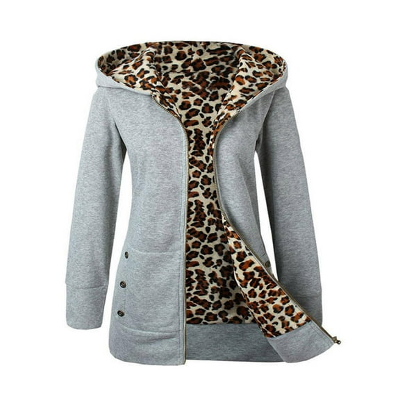 JINMGG Womens Coats Plus Size Clearance ,Fashion Womens Warm Faux Coat Jacket Winter Leopard Long Sleeve Outerwear