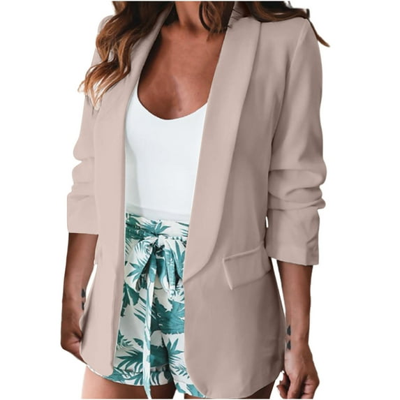 JINMGG Womens Coats and Jackets Clearance Womens Fashion,Women's Workout Fall Cropped Long Sleeve Notched Sexy Casual Blazers Top Coat