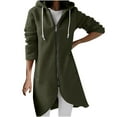 thumbnail image 1 of JINMGG Womens Fashion Winter Coats for Women,Women's Solid Color Hoodie Zipper Long Sleeve Sweatshirts Pockets Irregular Hem Long Coat Tops, 1 of 6