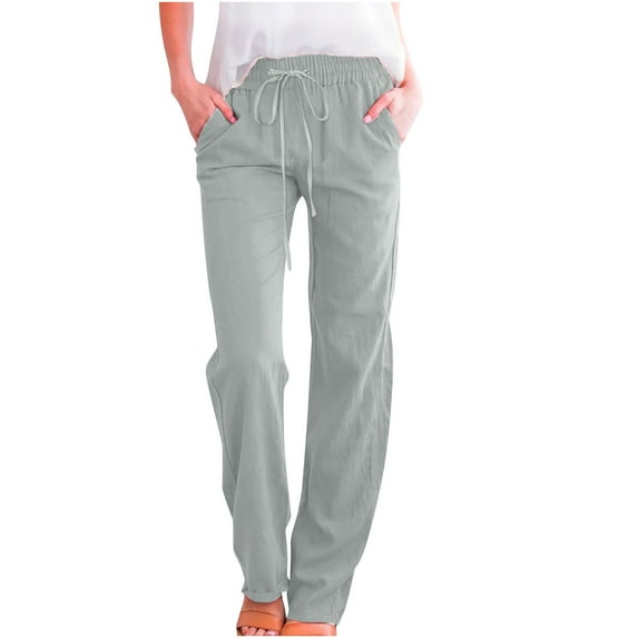 JINMGG Womens Pants Summer Fall Fashion Fashion Womens Casual Solid Color Elastic Loose Pants Straight Wide Leg Trousers Pants