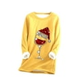 thumbnail image 1 of JINMGG Womens Plus Size $5, Christmas Tops for Women Long Sleeve Women Thick Fleece Sweatshirt Christmas Print Velvet Warm Underwear Top, 1 of 3