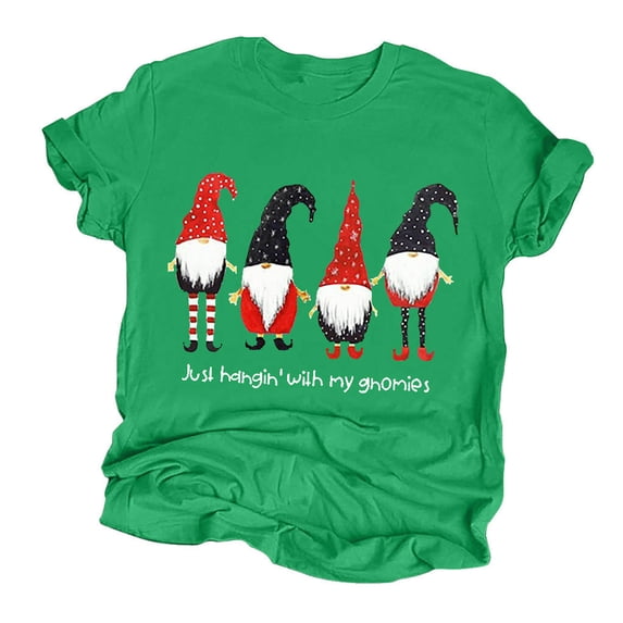 JINMGG Womens Plus Size Clearance $5 Fashion Women Christmas Print Short Sleeves O-Neck Loose T-Shirt Blouse Tops Mint Green XL