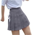 thumbnail image 1 of JINMGG Womens Plus Size Clearance $5 Fashion Women Solid Pleated A-Line Skirt Anti-Burnout High Waist Short Skirt Blue XS, 1 of 9