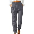 thumbnail image 1 of JINMGG Womens Plus Size Clearance $5 Fashion Women Summer Casual Loose Cotton and Linen Pocket Solid Trousers Pants Dark Gray XXL, 1 of 6