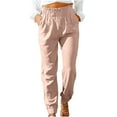 thumbnail image 1 of JINMGG Womens Plus Size Clearance $5 Fashion Women Summer Casual Loose Cotton and Linen Pocket Solid Trousers Pants Pink L, 1 of 7