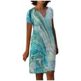 thumbnail image 1 of JINMGG Womens Plus Size $5 Fashion Women Summer Casual Short Sleeve V-Neck Floral Printed Dress Blue M, 1 of 6