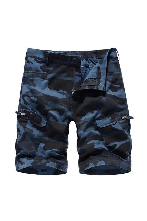 JINMGG Womens Plus Size Clearance $5 Men Casual Camouflage Zipper Button Multiple Pockets Cropped Cargo Shorts Navy XXXXL