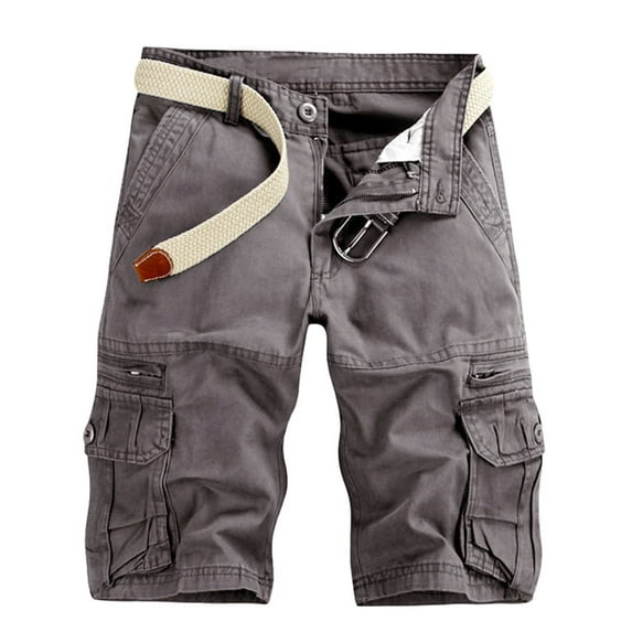 JINMGG Womens Plus Size Clearance $5 Men's Casual Pure Color Outdoors Pocket Beach Work Trouser Cargo Shorts Pant Dark Gray 34