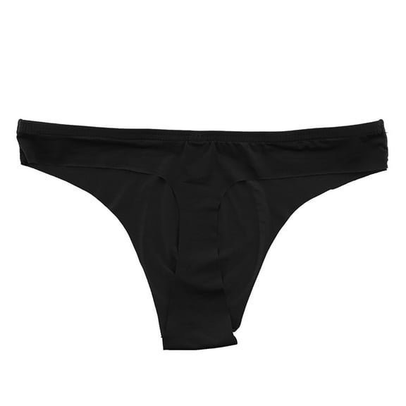JINMGG Womens Plus Size Clearance $5 Men's Thong Underwear Seamless Low-Rise Quick-Drying Ice Silk Underwear Black XL