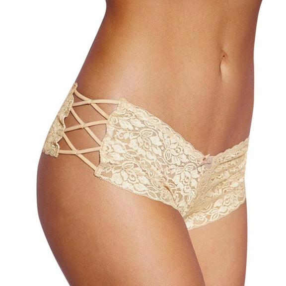 JINMGG Womens Plus Size Clearance $5 Plus Size Lingerie Erotic Panties Women Lace Hollow Out Briefs Underwear Beige S