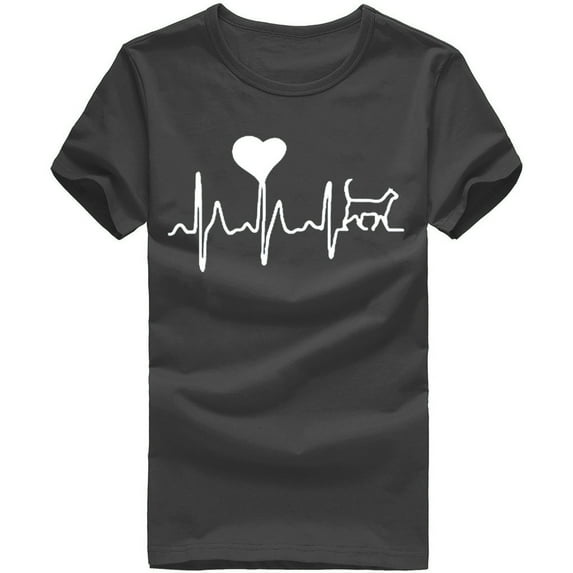 JINMGG Womens Plus Size Clearance $5 Unisex T-Shirt Printed Pattern Casual Fashion Soild Color Short Sleeve Tops Dark Gray M