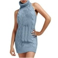 thumbnail image 1 of JINMGG Womens Plus Size Clearance $5 Virgin-Killer Backless Long Tie Open Turtleneck Sleeveless Sweaters Blue M, 1 of 6
