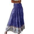 thumbnail image 1 of JINMGG Womens Plus Size Clearance $5 Women Fashion Comfortable Daily High Waist Print Retro Long Skirt Blue S, 1 of 7