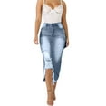 thumbnail image 1 of JINMGG Womens Plus Size Clearance $5 Women Fashion High Waist Ripped Destroyed Bodycon Street Style Denim Skirt Light blue XXL, 1 of 1