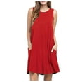 thumbnail image 1 of JINMGG Womens Plus Size $5 Women O Neck Casual Pockets Sleeveless Above Knee Dress Loose Party Dress, 1 of 6