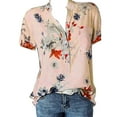 thumbnail image 1 of JINMGG Womens Plus Size Clearance $5 Women Printing Pocket Plus Size Short Sleeve Blouse Easy Top Shirt Pink XXL, 1 of 8