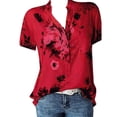 thumbnail image 1 of JINMGG Womens Plus Size $5 Women Printing Pocket Plus Size Short Sleeve Blouse Easy Top Shirt Red XXXL, 1 of 3