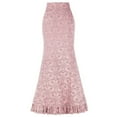 thumbnail image 1 of JINMGG Womens Plus Size Clearance $5 Women Punk Style Retro Mermaid Skirt Vintage Long Ruffle Slim Fit Fishtail Skirt Pink XL, 1 of 3