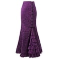 thumbnail image 1 of JINMGG Womens Plus Size Clearance $5 Women Punk Style Retro Mermaid Skirt Vintage Long Ruffle Slim Fit Fishtail Skirt Purple XXXL, 1 of 3