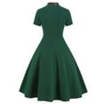 thumbnail image 1 of JINMGG Womens Plus Size Clearance $5 Women Short Sleeve Plaid Panel Bow Tie Vintage Rockabilly Style A Line Dress Green S, 1 of 5