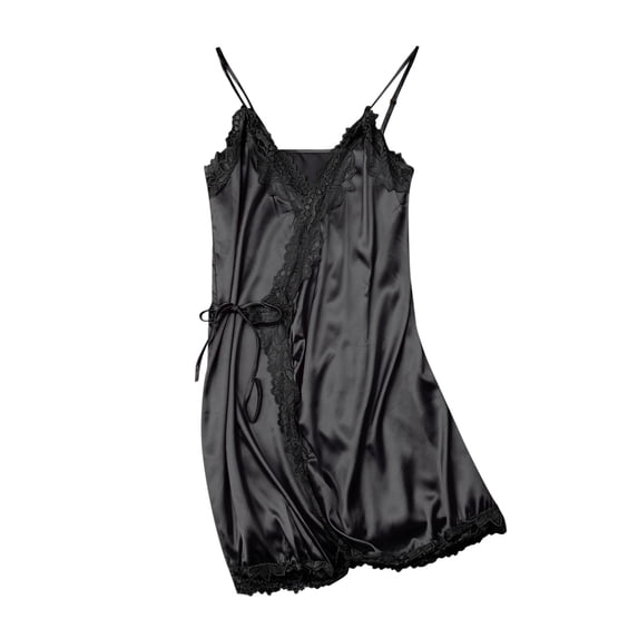 JINMGG Womens Plus Size Clearance $5 Women's Autumn and Winter Sling Nightdress Nightwear Leisure Wear Pajamas Black XL