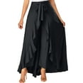 thumbnail image 1 of JINMGG Womens Plus Size Clearance $5 Women's Casual Hakama Irregular Leaf Bow High Waist Long Culottes Skirt Black L, 1 of 5