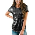 thumbnail image 1 of JINMGG Womens Plus Size $5 Women's Casual Short Sleeve T Shirts O Neck Party Sequin Tunic Elegant Tops Black XXL, 1 of 9