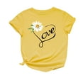 thumbnail image 1 of JINMGG Womens Plus Size $5 Women's Fashion Casual Loose Floral Letter Print Round Neck Top T-Shirt Yellow XXXXL, 1 of 3