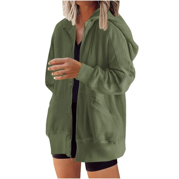 JINMGG Womens Plus Size Clearance $5,Women's Fashion Color Cardigan Outwear Suit Hooded Coat Long Sleeve Coat