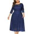thumbnail image 1 of JINMGG Womens Plus Size Clearance $5 Women's Fashion Large Size Hollow Lace Pocket Dress Evening Dress Long Skirt Dark Blue XXXXXL, 1 of 4