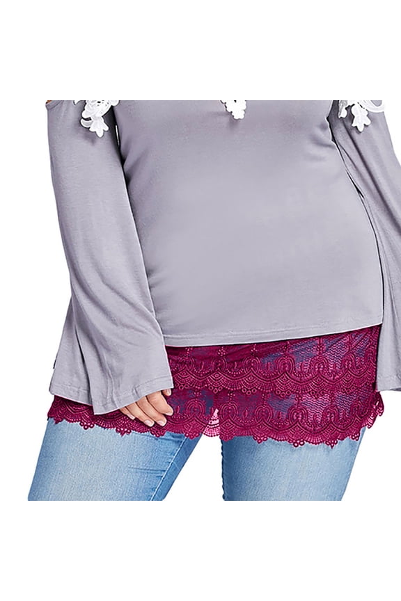 JINMGG Womens Plus Size Clearance $5 Women's Layered Tiered Sheer Lace Trim Extender Half Slip Plus Size Skirt Hot Pink XXXXL