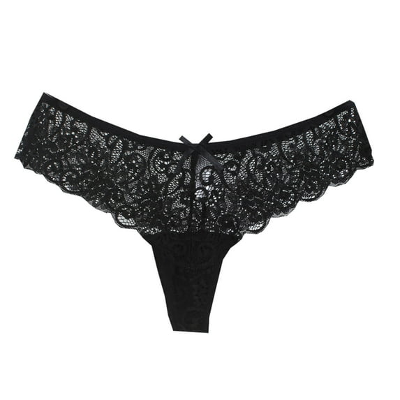 JINMGG Womens Plus Size Clearance $5 Women's Underwear Lace Bikini Panties Silky Comfy Lace Body Thong Black XL