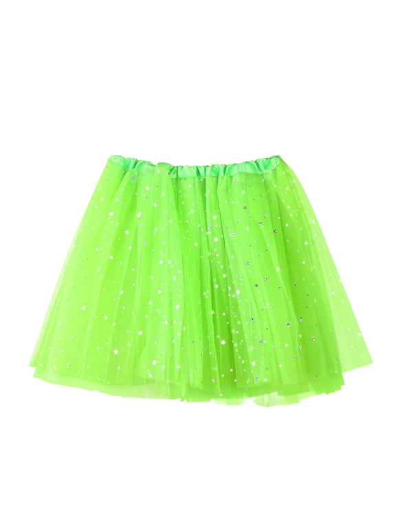 Womens Plus Size Clearance $5 Womens High Quality Pleated Gauze Short Skirt Adult Dancing Skirt Green One Size