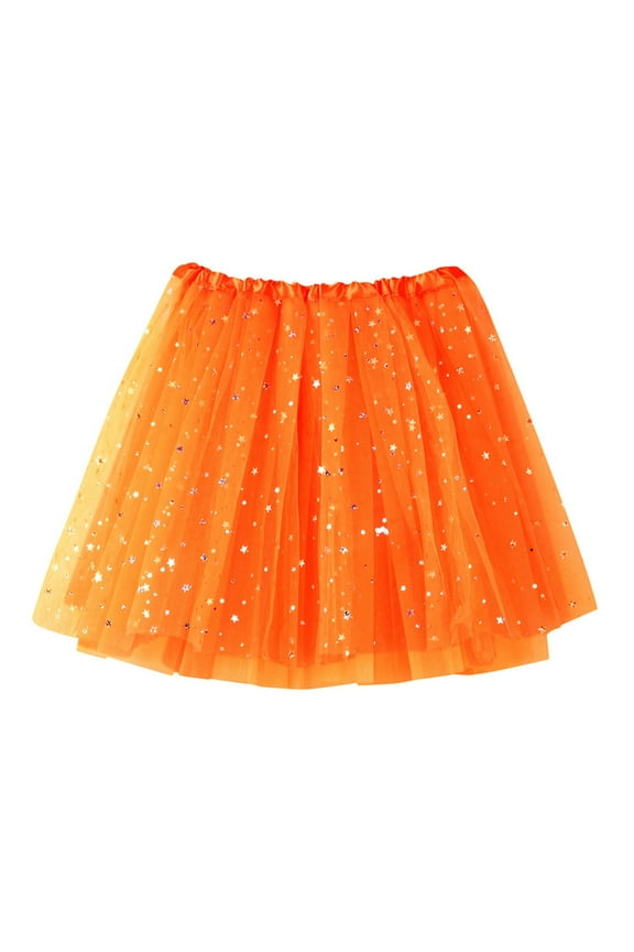 JINMGG Womens Plus Size Clearance $5 Womens High Quality Pleated Gauze Short Skirt Adult Dancing Skirt Orange One Size