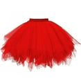 thumbnail image 1 of JINMGG Womens Plus Size Clearance $5 Womens High Quality Pleated Gauze Short Skirt Adult Tutu Dancing Skirt Red, 1 of 1