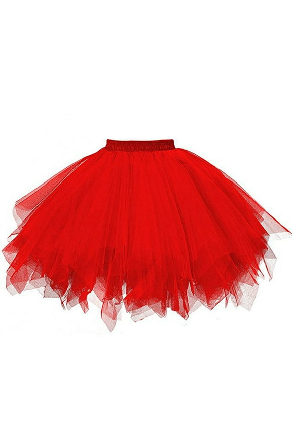 Womens Plus Size Clearance $5 Womens High Quality Pleated Gauze Short Skirt Adult Tutu Dancing Skirt Red