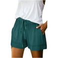 thumbnail image 1 of JINMGG Womens Plus Size Clearance $5 Womens Plus Size Comfy Drawstring Casual Elastic Waist Pocket Loose Shorts Pants Navy L, 1 of 4