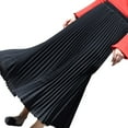 thumbnail image 1 of JINMGG Womens Plus Size Clearance $5 Womens Solid Pleated Elegant Midi Elastic Waist Maxi Skirt Black Free Size, 1 of 6
