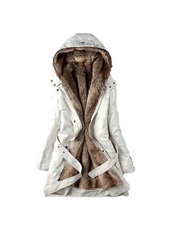 JINMGG Womens Plus Size Coats Clearance,Ladies Lining Coat Womens Winter Warm Thick Long Jacket Hooded Overcoat