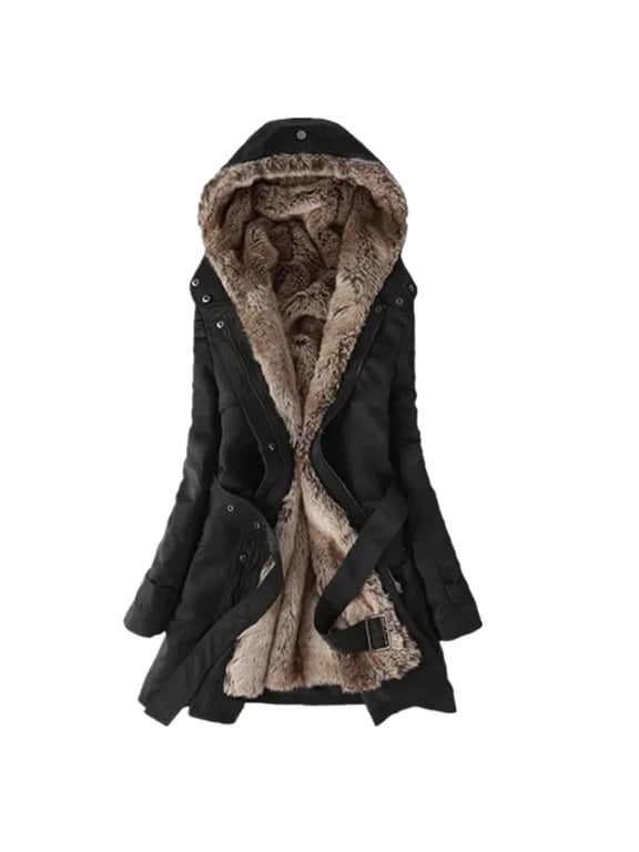 JINMGG Womens Plus Size Coats Clearance,Ladies Lining Coat Womens Winter Warm Thick Long Jacket Hooded Overcoat