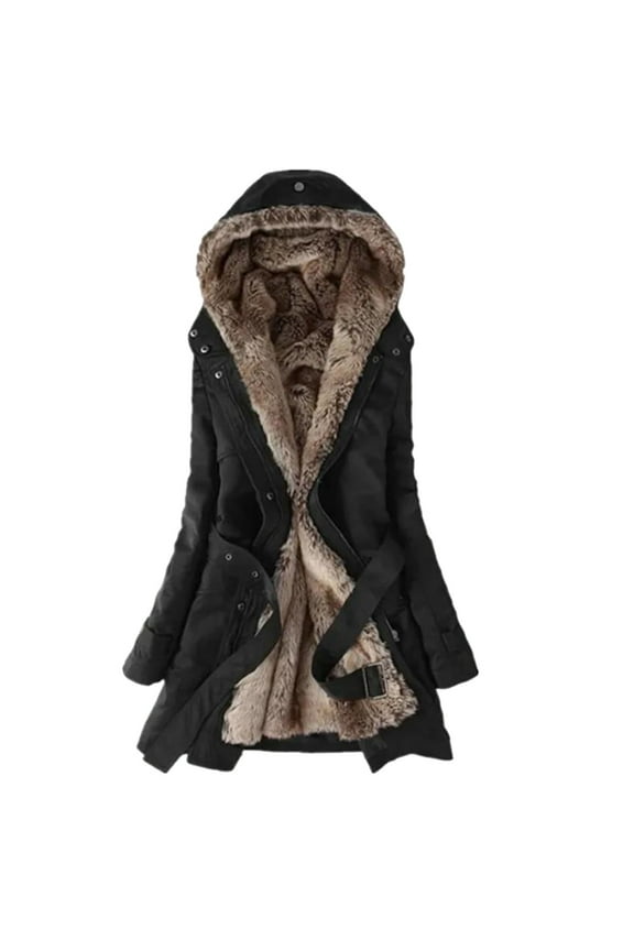 JINMGG Womens Plus Size Coats Clearance,Ladies Lining Coat Womens Winter Warm Thick Long Jacket Hooded Overcoat