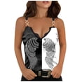 thumbnail image 1 of JINMGG Womens Tank Tops Plus Size Women's Chain Vest Summer Loose Casual Butterfly Print Unique V-neck Blouse Black S, 1 of 6