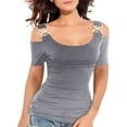 thumbnail image 1 of JINMGG Womens Tops,A Strapless Top with Short Sleeves for Fashionable Ladies Gray XL, 1 of 4