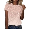 thumbnail image 1 of JINMGG Womens Tops Blouses for Women Plus Size Fashion Casual Solid Color Printing V-Neck Short Sleeve T-Shirt Tops on, 1 of 4