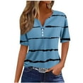 thumbnail image 1 of JINMGG Womens Tops Blouses for Women Plus Size Fashion Casual Solid Color Printing V-Neck Short Sleeves T-Shirt Tops on, 1 of 5