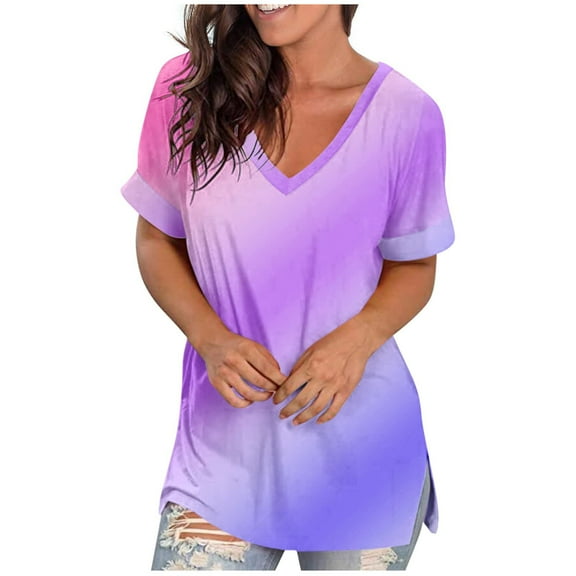 JINMGG Womens Tops Clearacne Women's Fashion Printed Round Neck Short Sleeve T-Shirt Blouse Loose Tops